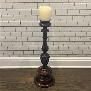 Elegant Brown Wooden Candle Holder by Pride Sasser 24” tall